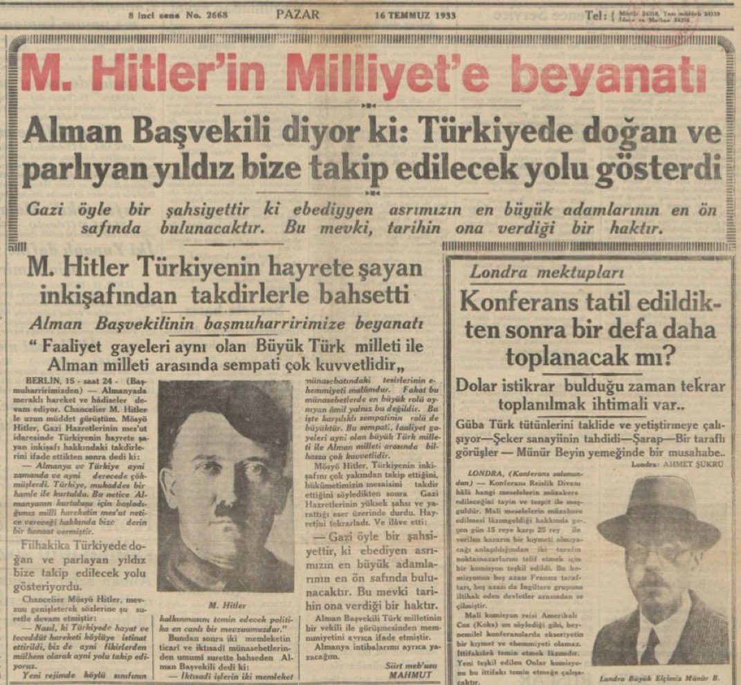 “Erdoğan Türkiye’si Hitler Almanyası’ndan kötü” diyen FETÖ ve CHP dangalaklarının kaynağı buymuş!

Kapak benden, paylaşması sizden:

Adolf HİTLER Mustafa KEMAL için: 

“TÜRKİYE’DE DOĞAN VE PARLAYAN YILDIZ BİZE YOL GÖSTERDİ!”

Kaynak: 16 Temmuz 1933
Milliyet’in Hitler röportajı.