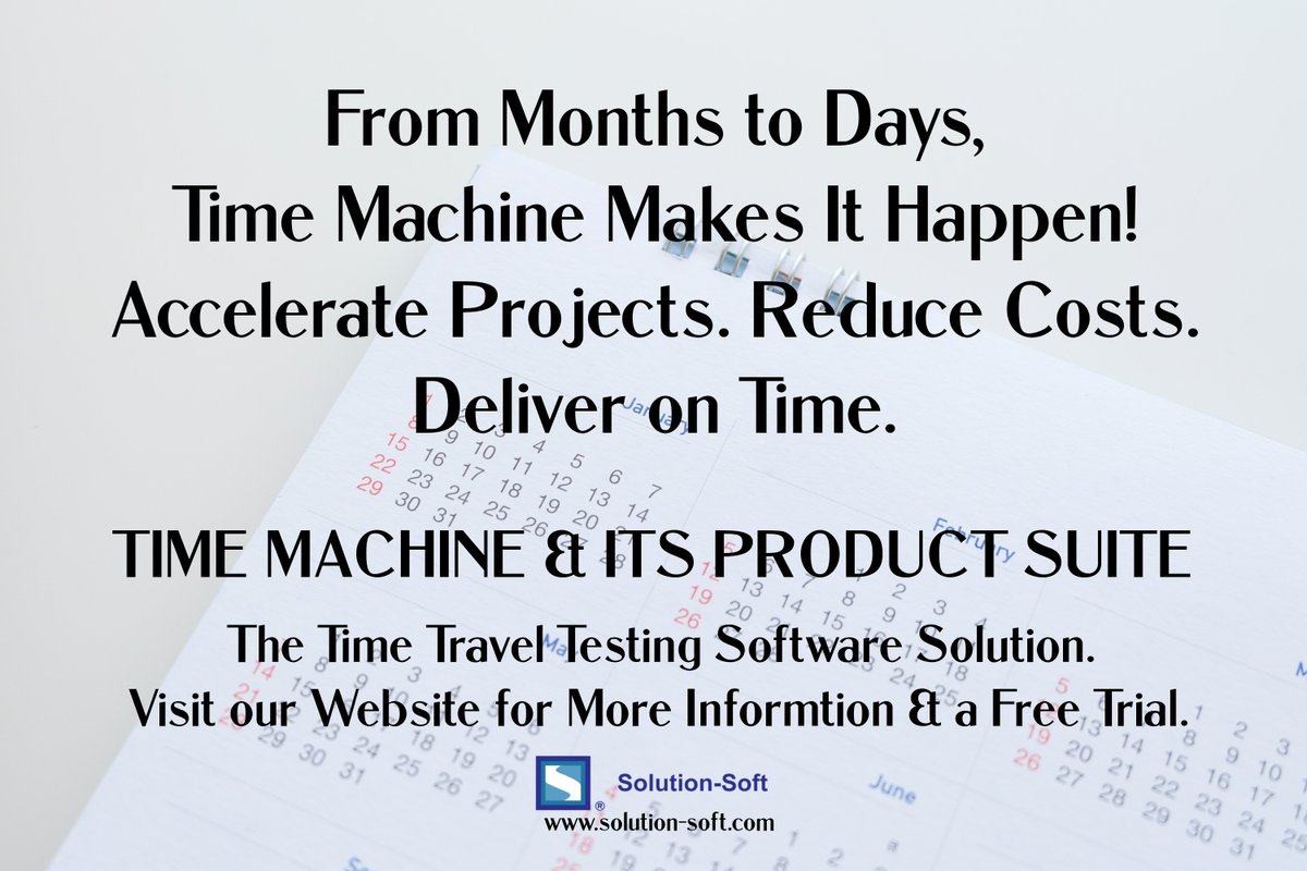 SolutionSoftTM's tweet image. 🚀 Start your week ahead with Time Machine®. Cut testing from months to days using software virtual clocks. Boost productivity, reduce costs &amp;amp; deliver on time. 👉solution-soft.com/product-overvi…
#TimeMachineTestingTool #DevOps #CICD #SolutionSoft