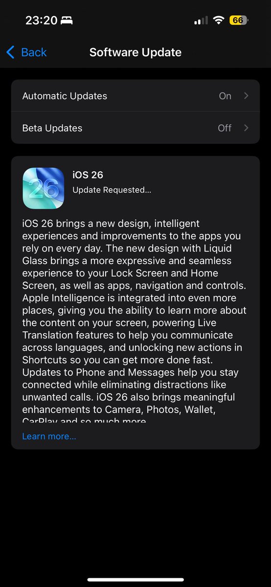 RahulSharmaHere's tweet photo. iOS 26 now available for Upgrade in India, if you device supports, check for updates and it should pop up #iOS26 #Apple https://t.co/GU1r6jXgyo
