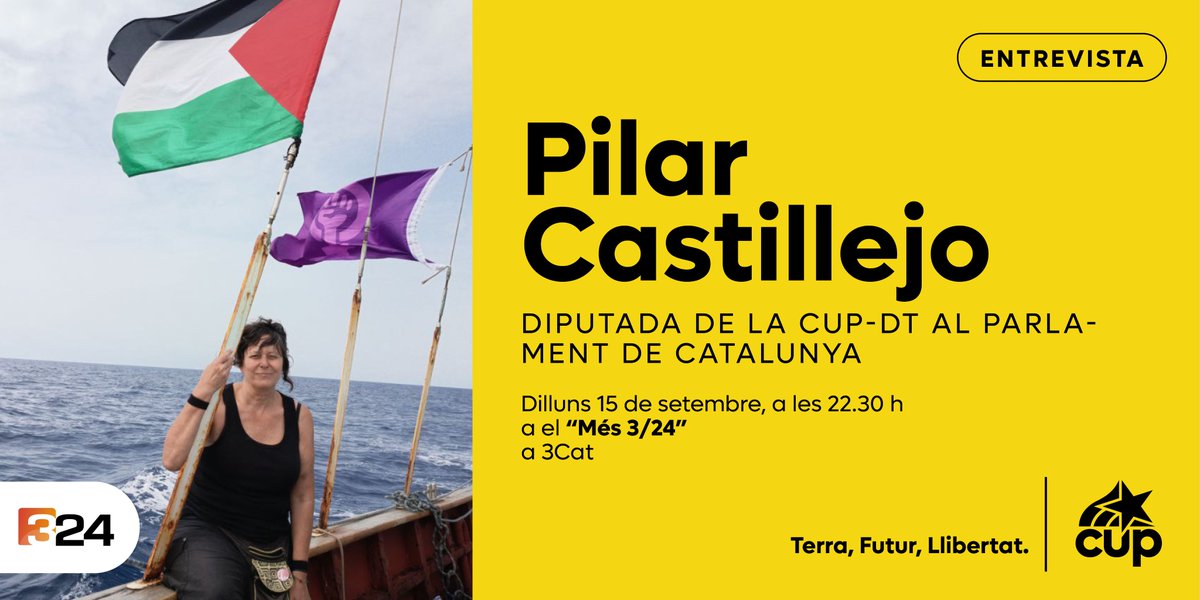 📺 ENTREVISTA | Avui, a partir de les 22.30 h, entrevista a <a href="/PlrCastillejo/">Pilar Castillejo</a> des de la <a href="/gbsumudflotilla/">Global Sumud Flotilla</a> al #Més324 de <a href="/som3cat/">3Cat</a>.

Segueix-la en directe a 👇
3cat.cat/3cat/directes/