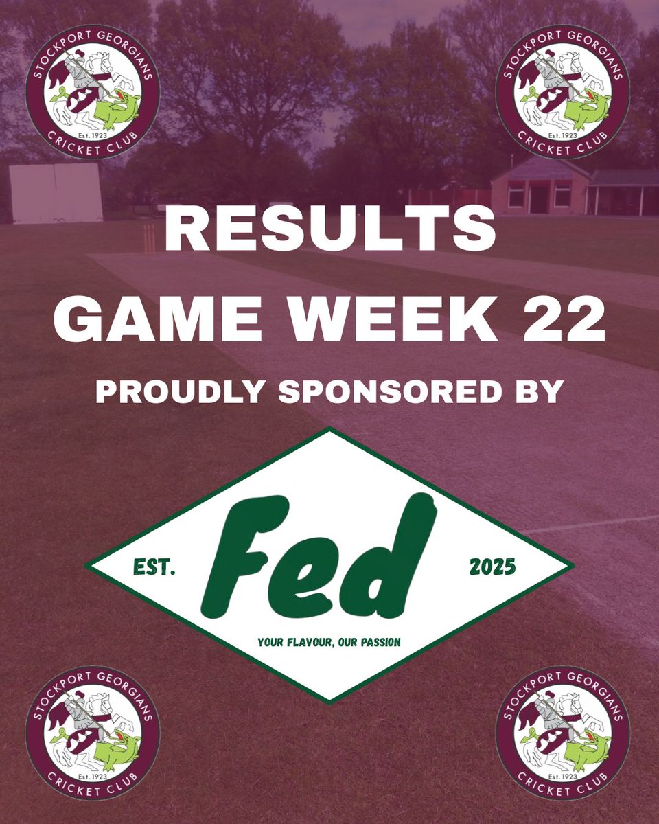 🏏Week 22 - Results🏏

We would like to thank @fed__mcr for sponsoring this weekend's fixtures. An exciting new mobile catering business specialising in Subs, Bagels and fresh juices. Make sure to DM them on Instagram or email fedfood2025@outlook.com for any booking enquiries!