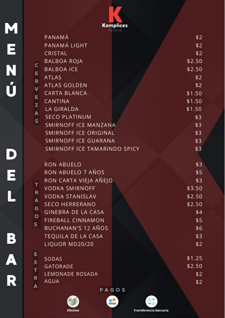 No dejes que te cuenten lo que serán los 🔥Lunes CuriOSOS🔥con tus #Komplices favoritos
 
💸 Entrada 
$3 🚫🩲
$5 🩲

🍻 También tenemos cervezas nacionales e importadas, vino, shots y cócteles a excelentes precios.

Vente ya, que queremos ser tus #Komplices