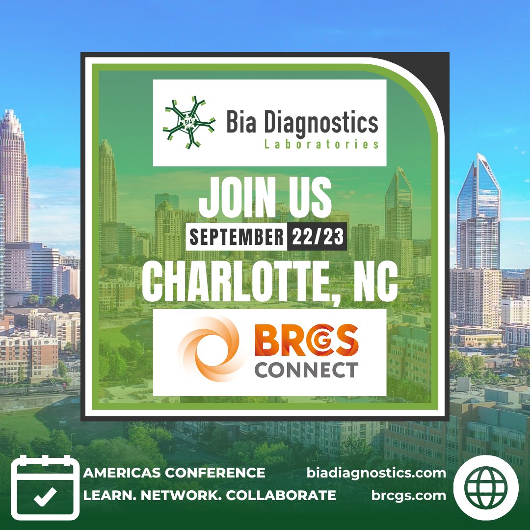 Biadiagnostics's tweet photo. 🌍 Next week we’ll be at BRCGS Connect Americas in Charlotte! With standards adopted by 22,000+ sites in 130+ countries, BRCGS sets the bar for global food safety.

At Bia Diagnostics, we’re here to help you meet — and exceed — those standards. #BRCGSConnect #FoodSafety https://t.co/e6XrjLt1oS