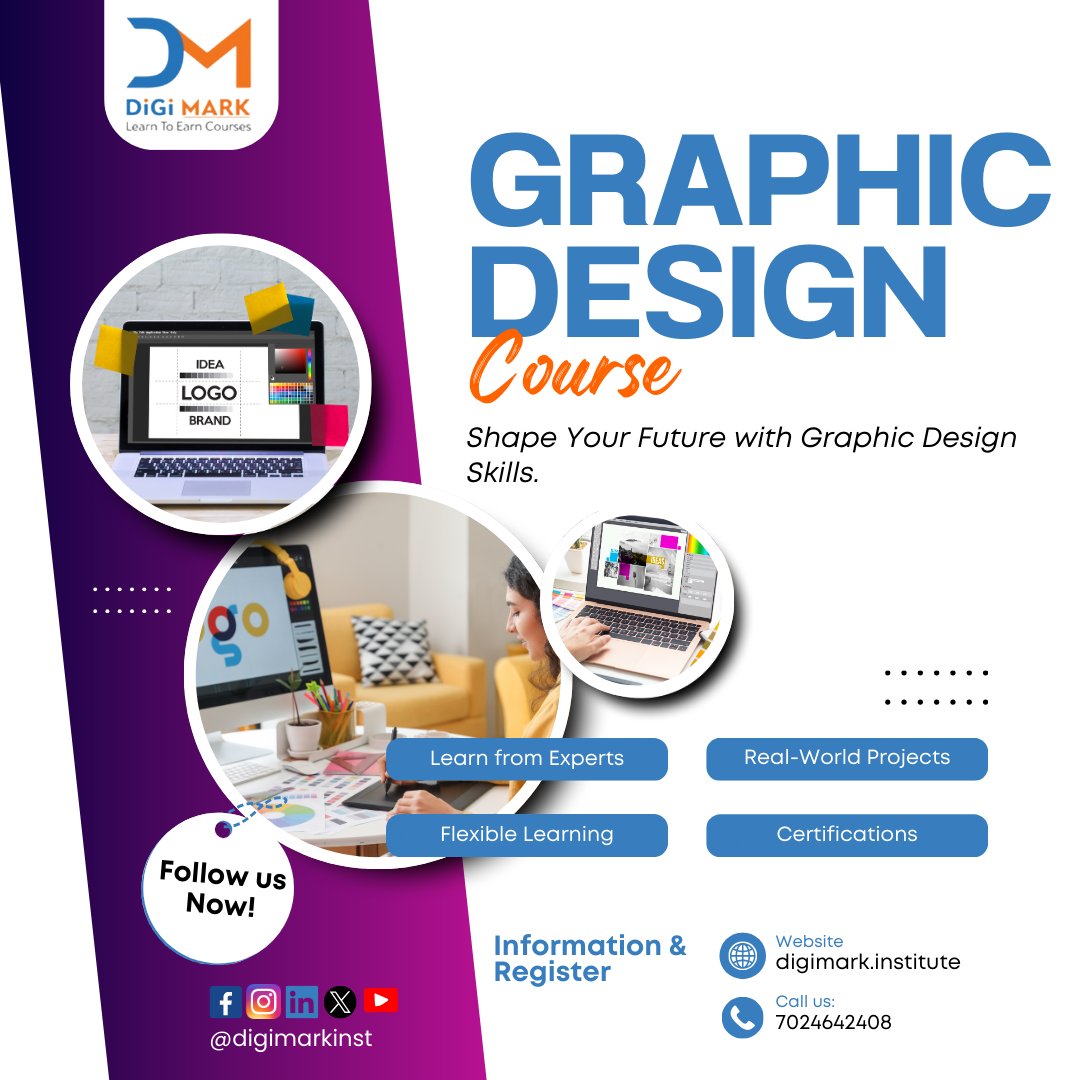 pradeepkbanewar's tweet image. Start Your Graphic Design Journey! 💻✨
At DiGi MARK, we make learning design easy and fun.
📌 Join our Graphic Design Course today and shape your future with creative skills.
👉 Visit: digimark.institute/graphic-design…
📞 Call: 7024642408
#GraphicDesign #DiGiMARK #DesignCourse