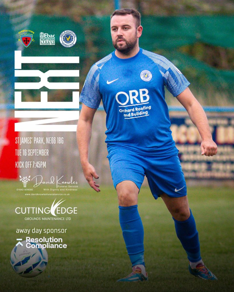 UP NEXT. 

One of the longest away trips of the season tomorrow as we travel up to Alnwick looking to build on Saturdays win. 

Away games sponsored by Resolution Compliance 🤝

#UTYAE