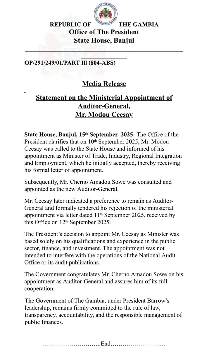 State House of The Gambia tweet media