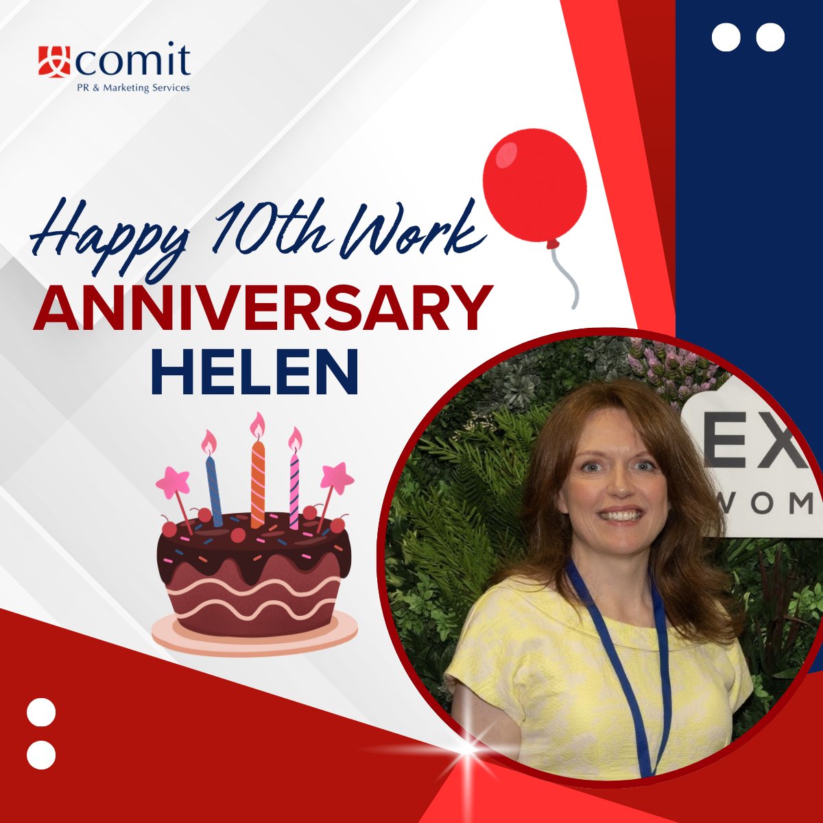 ComitComm's tweet image. We want to take a moment to honour our lovely Helen on her 10th work anniversary here at Comit!

If  she’s not fighting fires or coming up with creative solutions, she’s lifting the team’s spirits with her infectious enthusiasm and sense of humour.

We’d be lost without her!