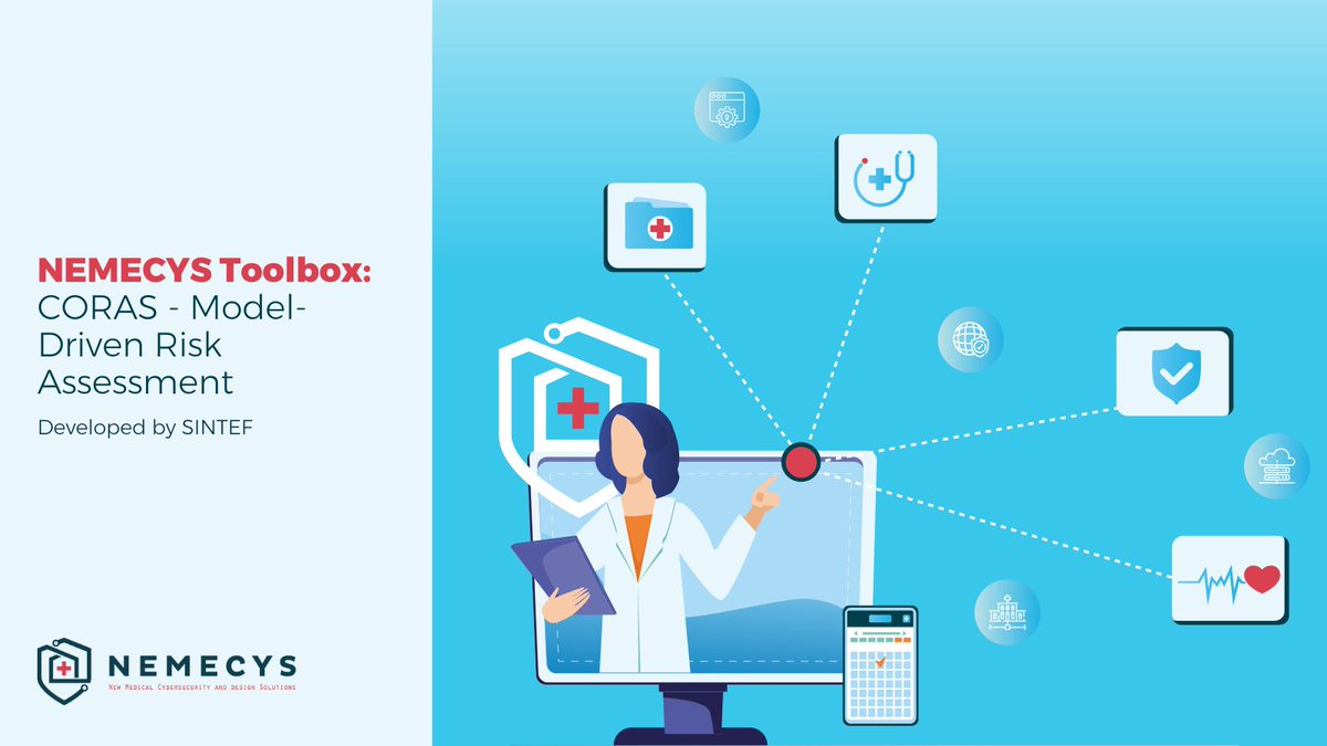 🛡️ New from #NEMECYS_eu: CORAS, a tool for model-driven, #ISO27005-aligned #riskassessment in connected #medicaldevices. 

🔍 Identify assets, threats &amp; mitigation actions using dynamic, visual modelling. 

Download the brochure: nemecys.eu/download/19468…

#Cybersecurity #IoMT