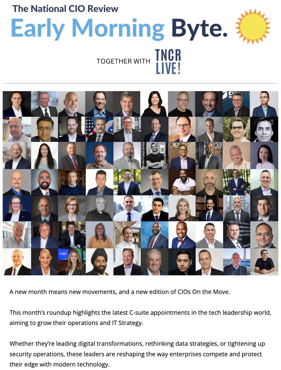 It's a new week 👏 Start it off with our latest edition of the Early Morning Byte!   

Check it out: go.nationalcioreview.com/EMB20250915