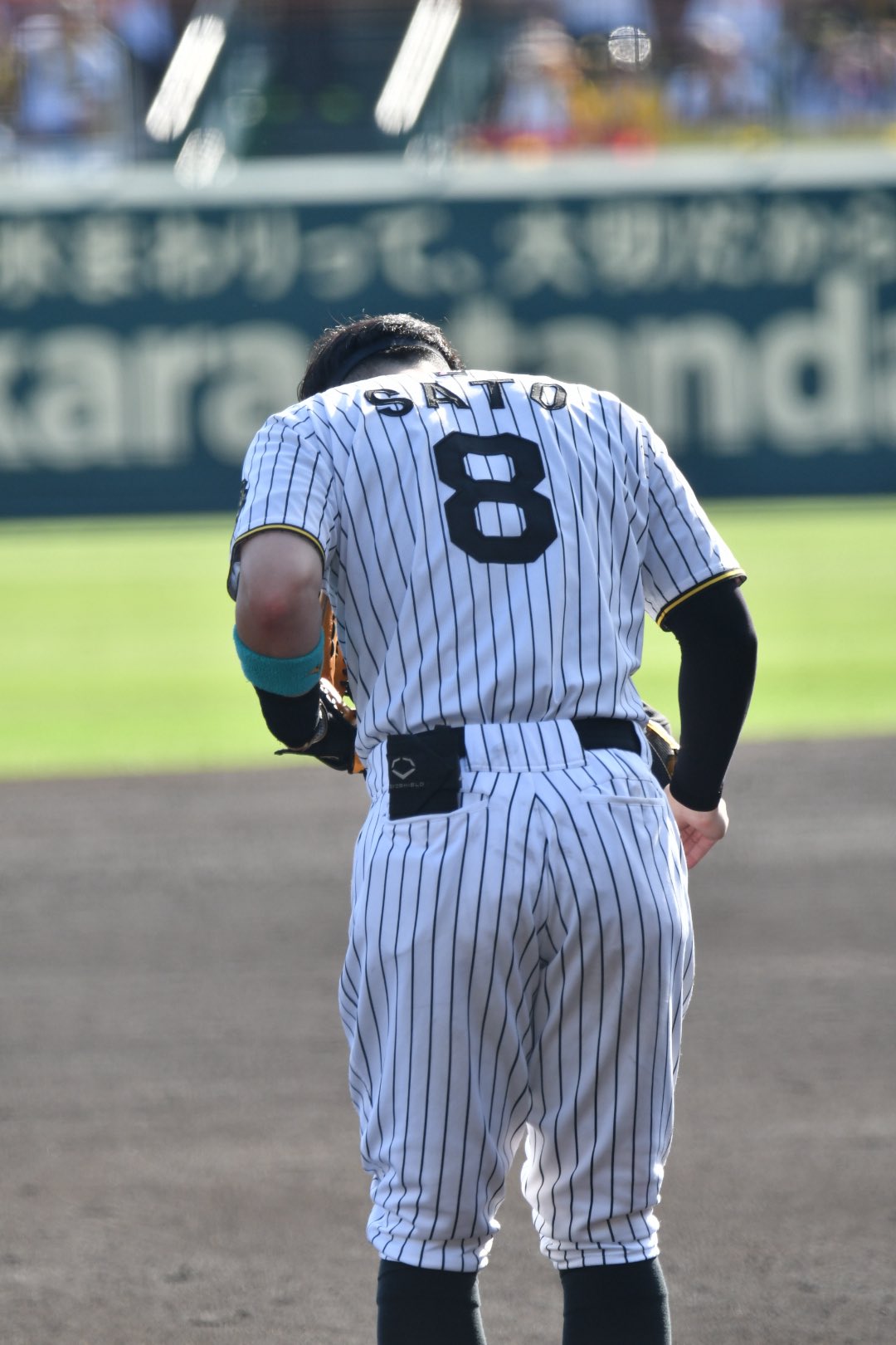 阪神タイガース　激レアTシャツ　佐藤輝明　甲子園球場　新品未開封 ♯8 佐藤輝明選手 後半戦も頑張ろう🐯 Photo 2024年7月19日