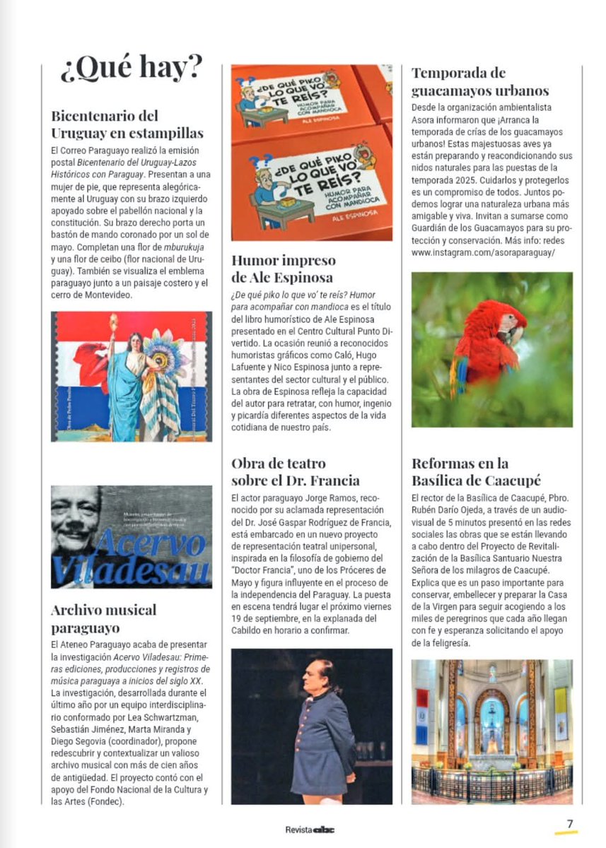 📌 Las estampillas denominadas "Bicentenario del Uruguay-Lazos Históricos con Paraguay" tuvieron su espacio en la revista dominical del diario Abc Color.  

#SellosPostales 🇵🇾
#CorreoParaguayo 🇵🇾
#GobiernoDelParaguay 🇵🇾