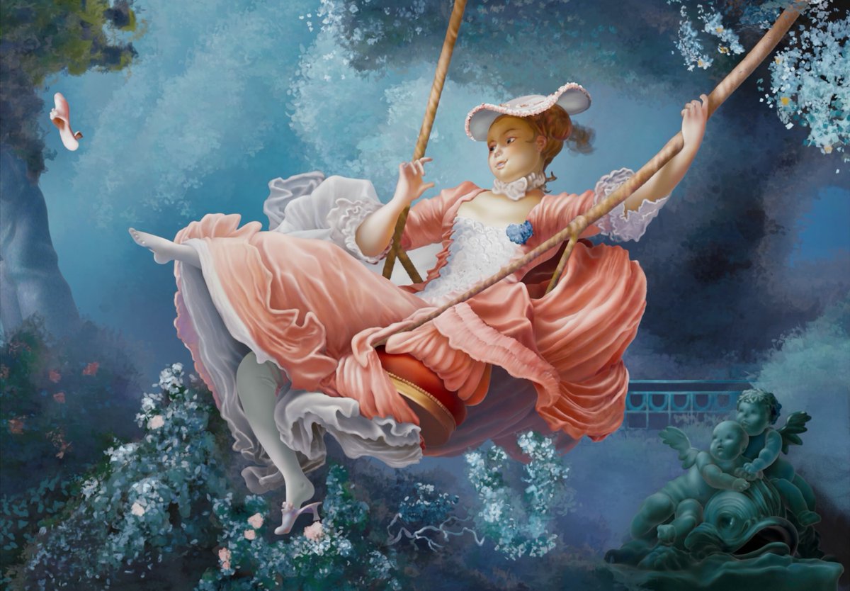 I wasn't satisfied with my last artwork "Girl in Pink (After Fragonard." So I decided to improve it and create the scenery as originally intended. 

#Fragonard #TheSwing #MadeInDreams #DreamsPS4 #DreamsPS5