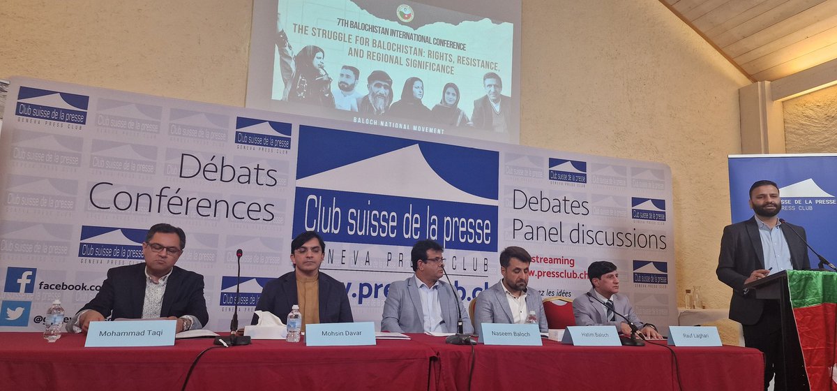 Faheem Baloch (@faheembalochbnm) on Twitter photo The 7th International Conference of BNM has officially commenced today at the Geneva Press Club, with <a href="/DrNaseemBaluch/">DrNaseemBaluch</a> leading the proceedings.
<a href="/mazdaki/">Mohammad Taqi</a> <a href="/mjdawar/">Mohsin Dawar</a>
#BIC7
#BNM #Balochistan
#BNMatUNSep2025
#HRC60 The 7th International Conference of BNM has officially commenced today at the Geneva Press Club, with <a href="/DrNaseemBaluch/">DrNaseemBaluch</a> leading the proceedings.
<a href="/mazdaki/">Mohammad Taqi</a> <a href="/mjdawar/">Mohsin Dawar</a>
#BIC7
#BNM #Balochistan
#BNMatUNSep2025
#HRC60