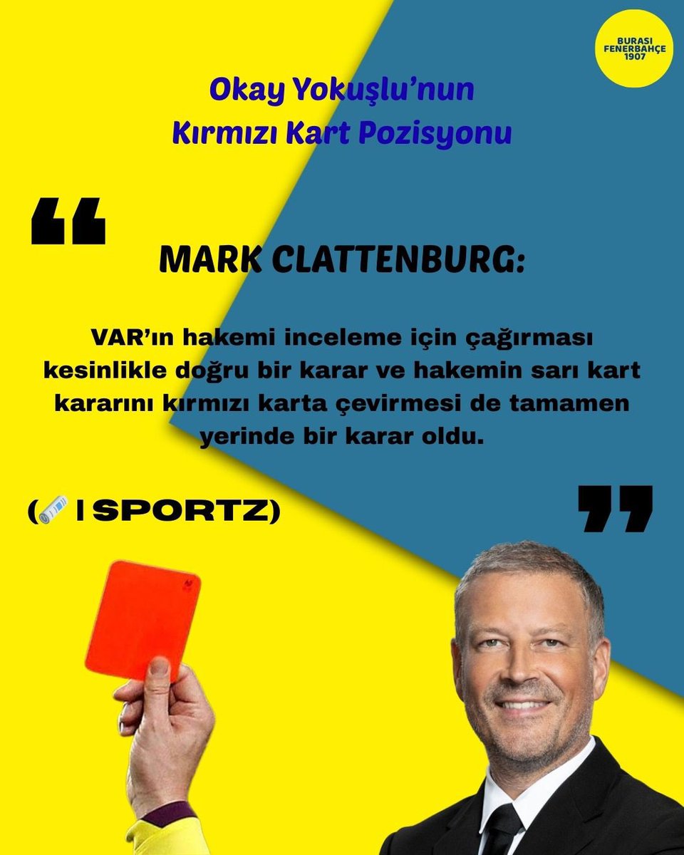 🏴󠁧󠁢󠁥󠁮󠁧󠁿 Dün oynanan Trabzonspor maçıyla ilgili İngiliz hakem Mark Clattenburg’un yorumları. 👇

#Fenerbahçe #FBvTS