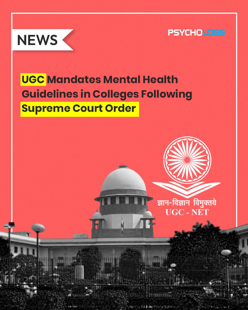 PsychologsIndia's tweet image. Following a Supreme Court directive, UGC mandates colleges to hire trained mental health professionals and ensure student well-being.

psychologs.com/ugc-mandates-m…

#StudentMentalHealth #UGCGuidelines #SupremeCourtOrder #AcademicWellbeing #MentalHealthSupport #HigherEducation