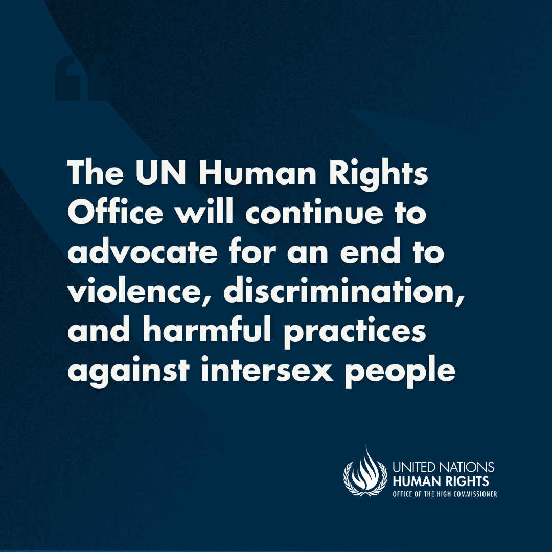 #Intersex people, born with physical sex characteristics that do not fit typical definitions of male or female bodies, often face harmful medically unnecessary interventions without consent, as well as discrimination, stigma, and even violence around the world.

At #HRC60,