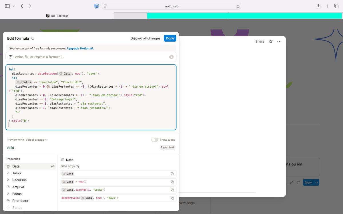 Notion ajustado pros meus alunos da mentoria de carreira, acompanharem tarefas + prazos e vamos planejar a semana juntos 

Bora codificar 😅