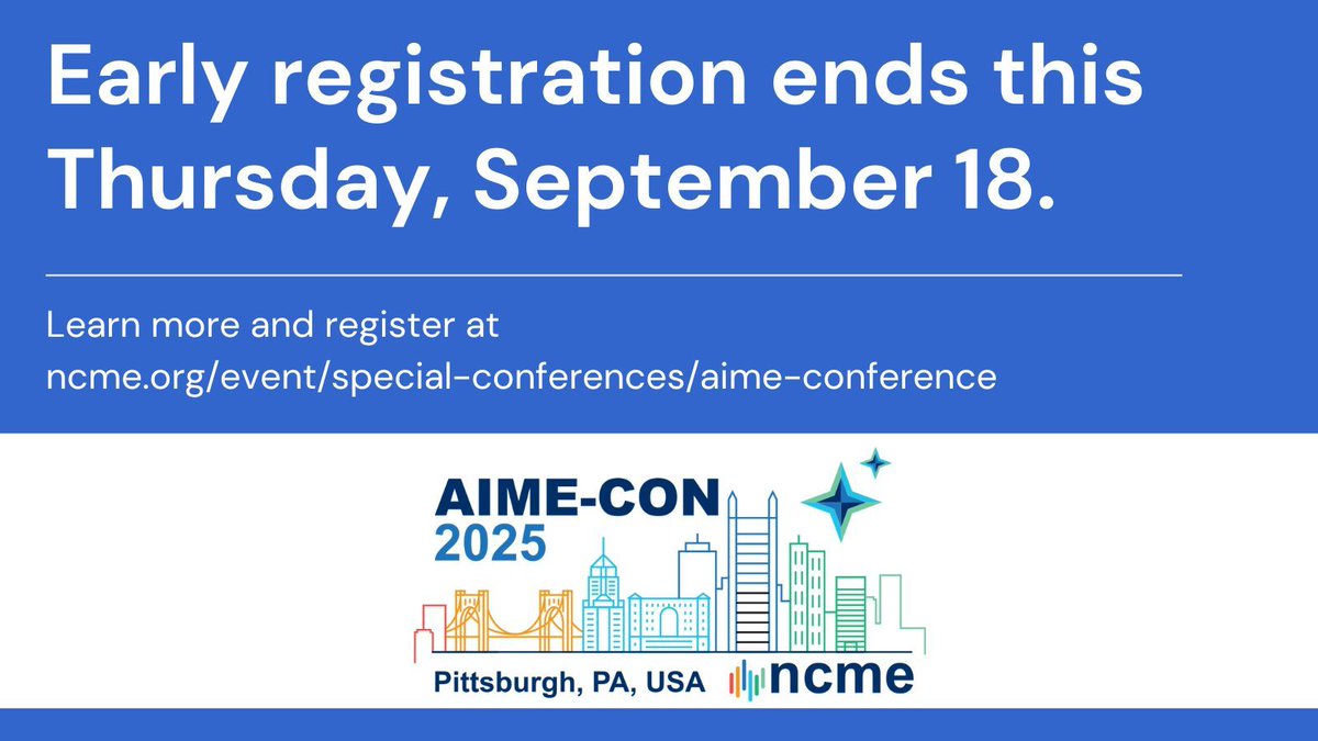 Time is running out! The early bird registration deadline for AIME-Con 2025 is this Thursday , September 18th. Don't wait – secure your spot today before we reach capacity! 

📆 October 27–29
📍Pittsburgh
✍️buff.ly/59baSuc
