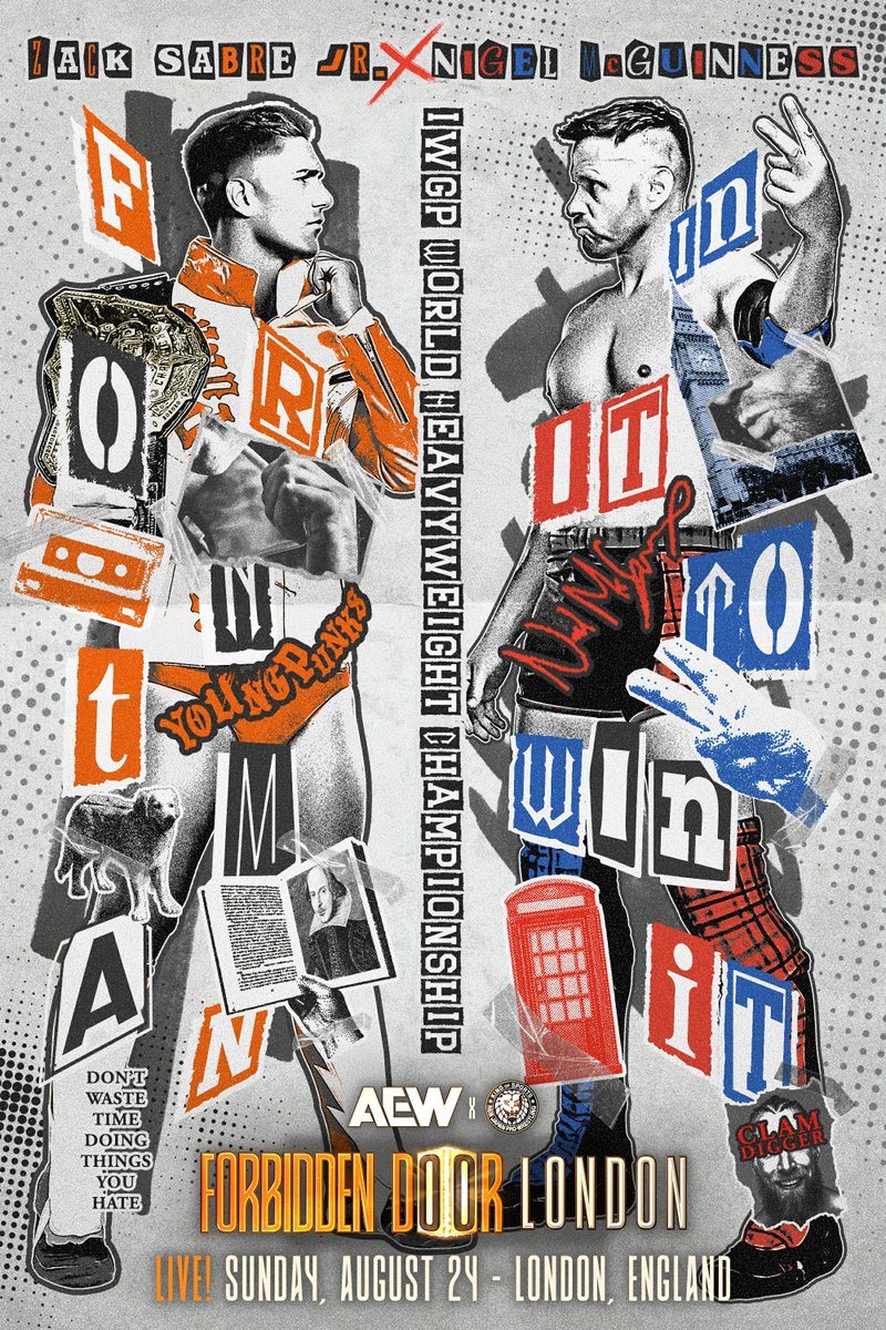 Two versions of my ZSJ vs Nigel McGuinness Forbidden Door poster will go on sale at ShopAEW at 1pm EST.

If you’d like to grab a copy, I’d be incredibly thankful for your support!

shopaew.com/matchup_mondays