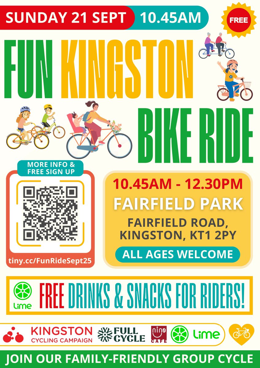 It's shaping up to be a 𝐛𝐢𝐠 𝐰𝐞𝐞𝐤𝐞𝐧𝐝 𝐟𝐨𝐫 𝐟𝐚𝐧𝐬 𝐨𝐟 𝐟𝐫𝐞𝐞 𝐅𝐚𝐢𝐫𝐟𝐢𝐞𝐥𝐝 𝐟𝐮𝐧! Litter pick on Saturday 20 Sept (2-3pm) followed by a family-friendly bike ride on Sunday 21 Sept (10.45am) - both including free snacks for participants! #Kingston #Norbiton