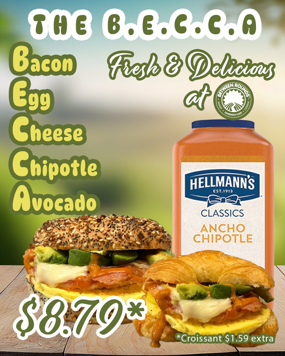 BetweenRoundsUS's tweet image. Introducing our newest well-rounded breakfast sandwich, "The Becca"