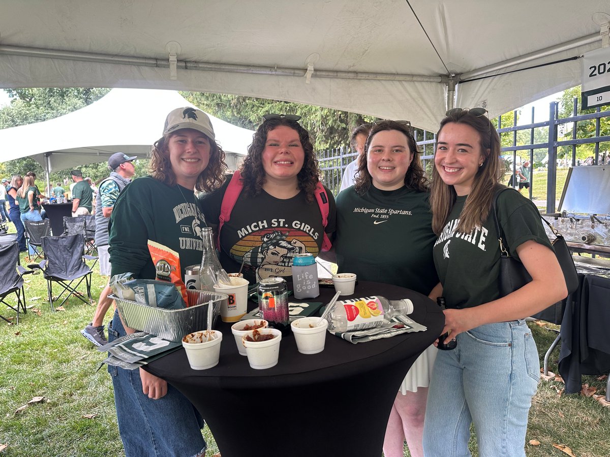 MSUHDFS's tweet photo. Thank you to our alumni for hosting HDFS faculty and grad students at their annual tailgate and chili cook-off last weekend! Dr. Claire Vallotton’s chili took second place🌶️ #MSUHDFS #MSUSocialScience https://t.co/5vbGcP46SW