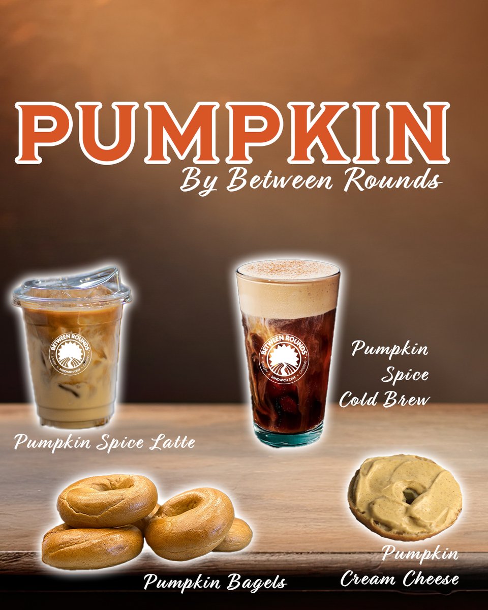 BetweenRoundsUS's tweet image. What’s better than your favorite Pumpkin Spice beverage? A  Pumpkin Bagel to go with it!