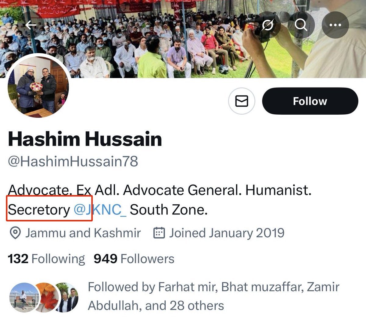 Listen_Sameer's tweet image. 🚨Meet #JKNC’s new Secretary South. Who can’t even SPELL his own Post ➡︎ CALLS it #Secretory.

This is their LEVEL of #Intellect Where

➡️Education Minister can’t
PRONOUNCE #Circumstances

➡️Now a Party Official #FAILS at ABCD

A Politica Party Now Reduced to a #Laughing STOCK!