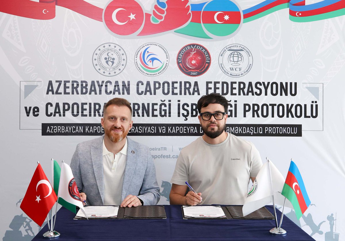 CapoeiraTR's tweet photo. Dünya Capoeira Federasyonu Üyeliğimiz ve Azerbaycan Capoeira Federasyonu İş Birliği Protokolümüz Hayırlı olsun.

@OA_BAK 
@gencliksporbak 
@kerimcomoglu 
@ElgizAlizade 
@karofgd https://t.co/ExIyPXLbnC