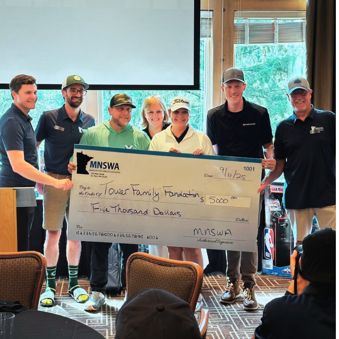 TowerFamilyOrg's tweet photo. Minnesota State Wireless Association hosted its annual charity golf outing last week which raised $5,000 for the Tower Family Foundation! Thank you to Minnesota State Wireless Association for your support! #golf #charity #fundraiser #TFF https://t.co/sCLSnHKZ3N