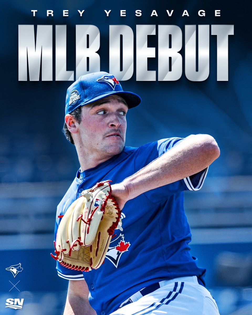 Sportsnet's tweet photo. TREY YESAVAGE MAKES HIS BIG LEAGUE DEBUT TONIGHT 🙌

📺: Blue Jays vs. Rays coverage begins at 7pm ET on Sportsnet https://t.co/xF8F3vvV9I