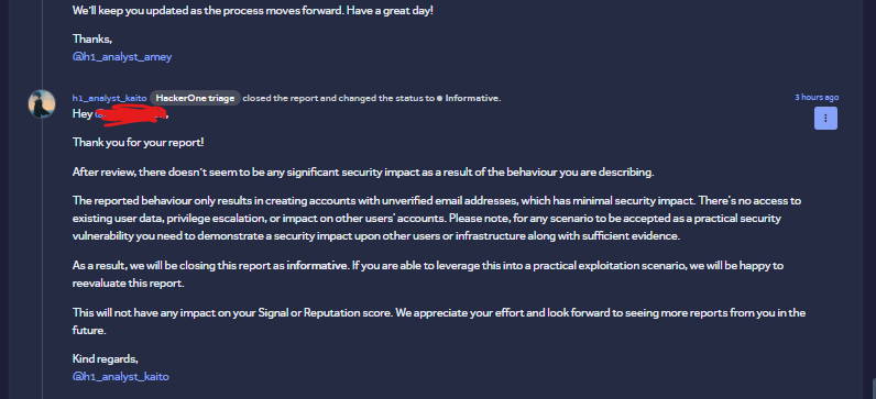 <a href="/Hacker0x01/">HackerOne</a> just becoming a scam!! email verification bypass isn't a vulnerability?