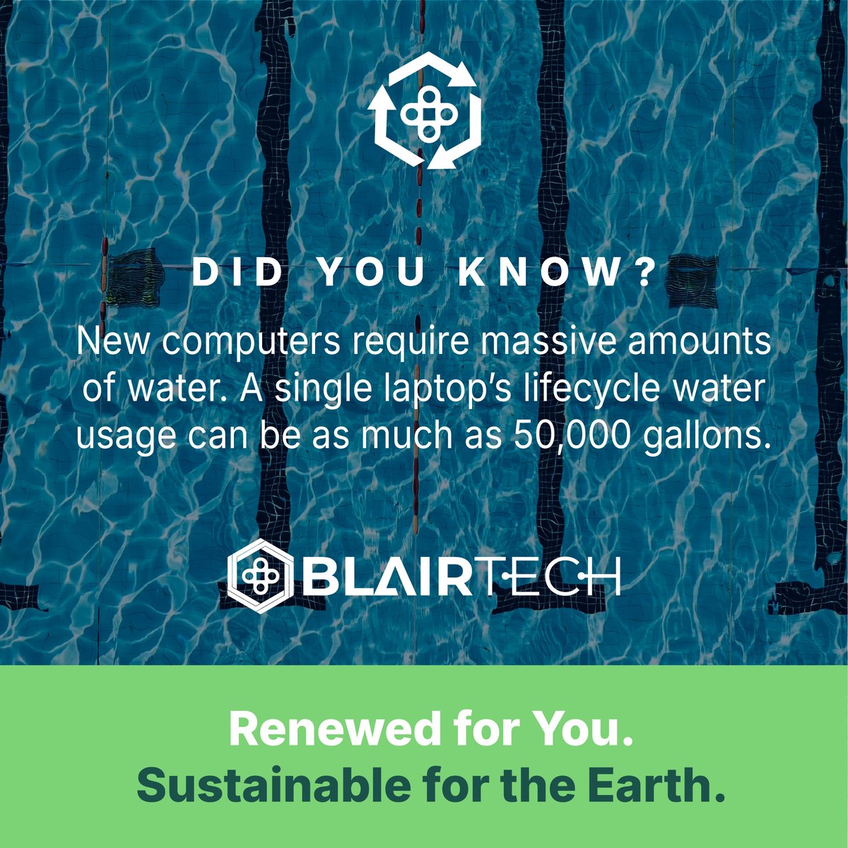 BlairTechKY's tweet photo. Our mission to renew makes a difference. So far this year, BlairTech has helped conserve 26,860,000 gallons of water (41 olympic pools). We’re growing that number everyday.

🌎 See the impact: https://t.co/bY74Hv2axU

#MakeTheSwitchToRenewed ♻️ https://t.co/lpoIvTZ09q