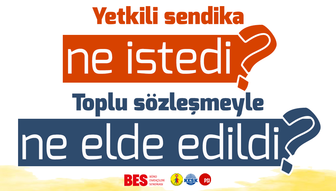📢 Yetkili sendika ne istedi, toplu sözleşmeyle ne elde edildi?

👉🏼Taban aylığı zammı 
📌İstenen 10.000 TL
📌Elde edilen 1.000  TL

👉🏼Yüzdelik zam
📌İstenen %88 artış
📌Elde edilen %11 + %7

👉🏼Kira yardımı 
📌İstenen 17.600 TL
📌Elde edilen YOK! 

👉🏼Vergi dilimi
📌İstenen %15’te