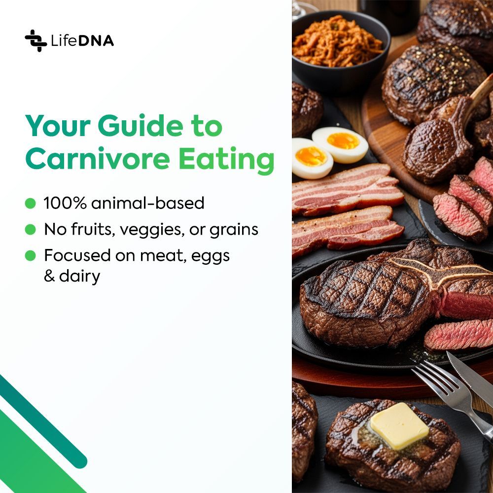 golifedna's tweet photo. The carnivore diet focuses only on animal-based foods—think meat, fish, eggs, and some dairy—while cutting out all plant-based ingredients. It’s high in protein and fat, and some follow it for energy support, weight goals, or better blood sugar balance.

But how your body responds to this diet may depend on your genetics. Variants in genes like APOE, LCT, or MTHFR can influence how well you process fats, digest dairy, or absorb key nutrients.

Read more: https://t.co/NGA9hkAPbt

#meat #carnivorediet #diet #wellness #genetics #DNA #healthylifestyle #healthandwellness #methylation