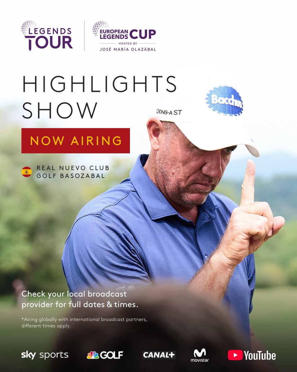 euLegendsTour's tweet photo. ๐ฅ The European Legends Cup Highlights Show is now airing!
Catch the best of the action from Real Nuevo Club Golf Basozabal.
Check your local listings for dates & times.
#euLegendsTour #EuropeanLegendsCup #GolfHighlights https://t.co/284MQaOBZT
