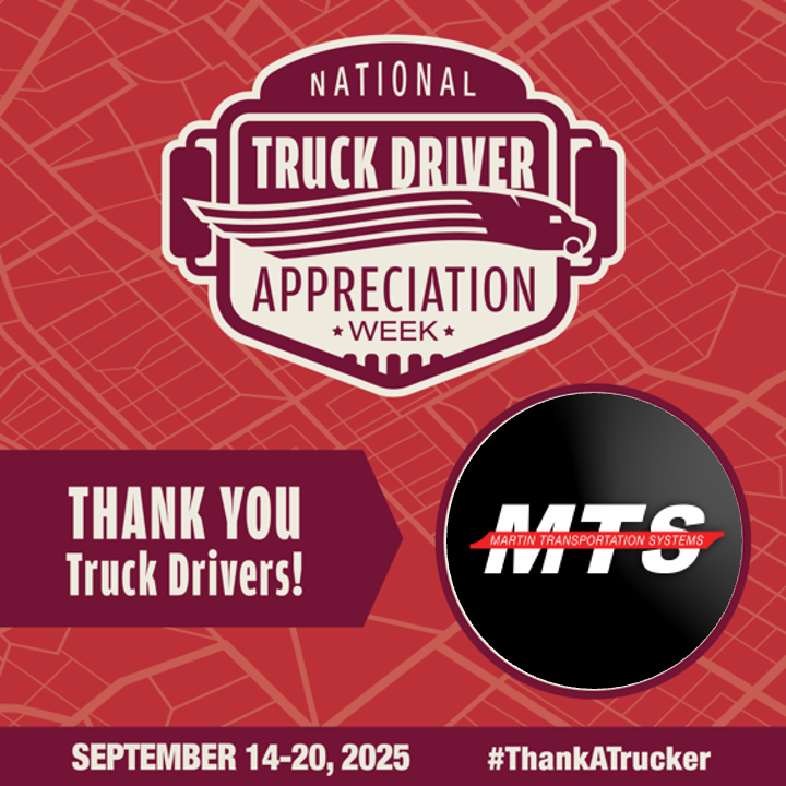 We would like to express our gratitude to the professional truck drivers who work tirelessly to deliver America's critical goods. Thank you for your hard work and dedication! #NTDAW25 #ThankATrucker

Learn more: ntdaw.trucking.org
Drive for MTS: mtstrans.com