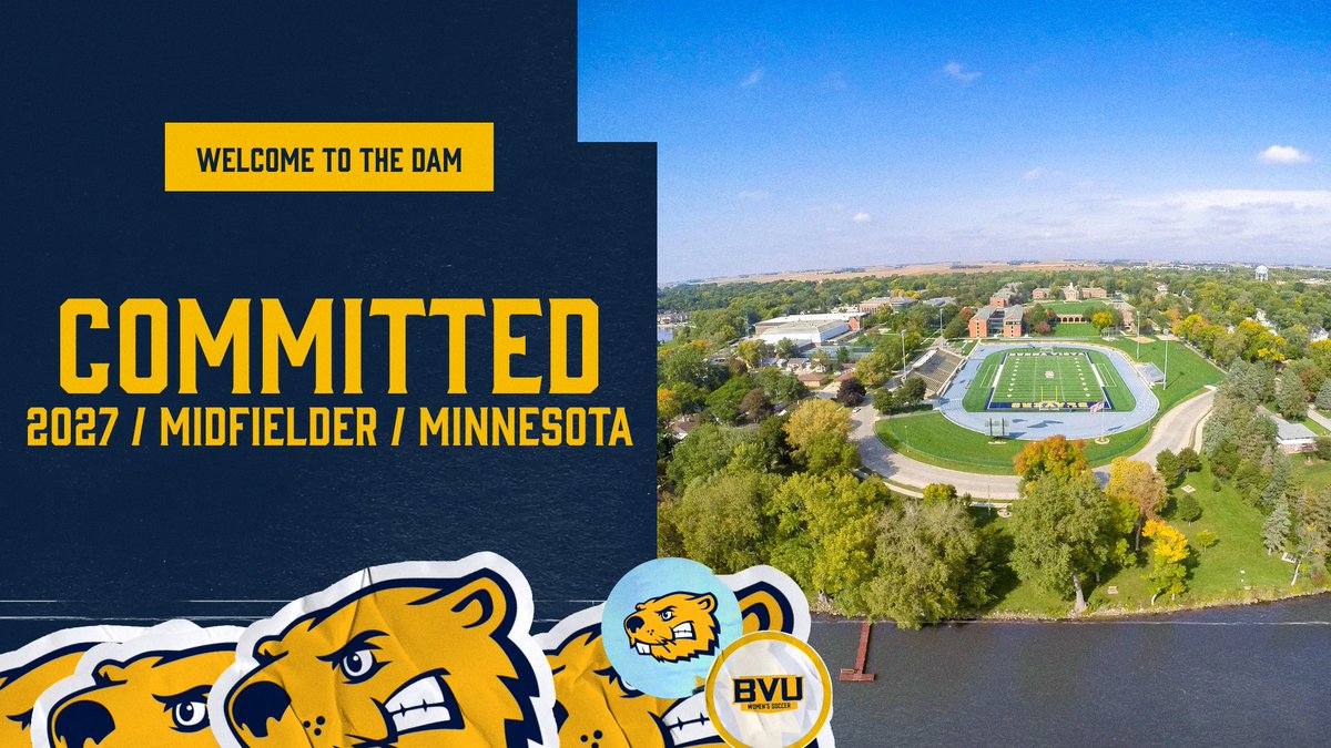 BVU_WSoccer's tweet photo. ⚽️💥 Commitment No. 3 for the 2027 class is in! From the Land of 10,000 Lakes, this dynamic midfielder is ready to help us #DefendTheLake and propel the Beaver momentum forward. Let’s keep building our future!
#BeaversBuild #FutureBeaver #OnTheRise https://t.co/0pGVYDhJHD