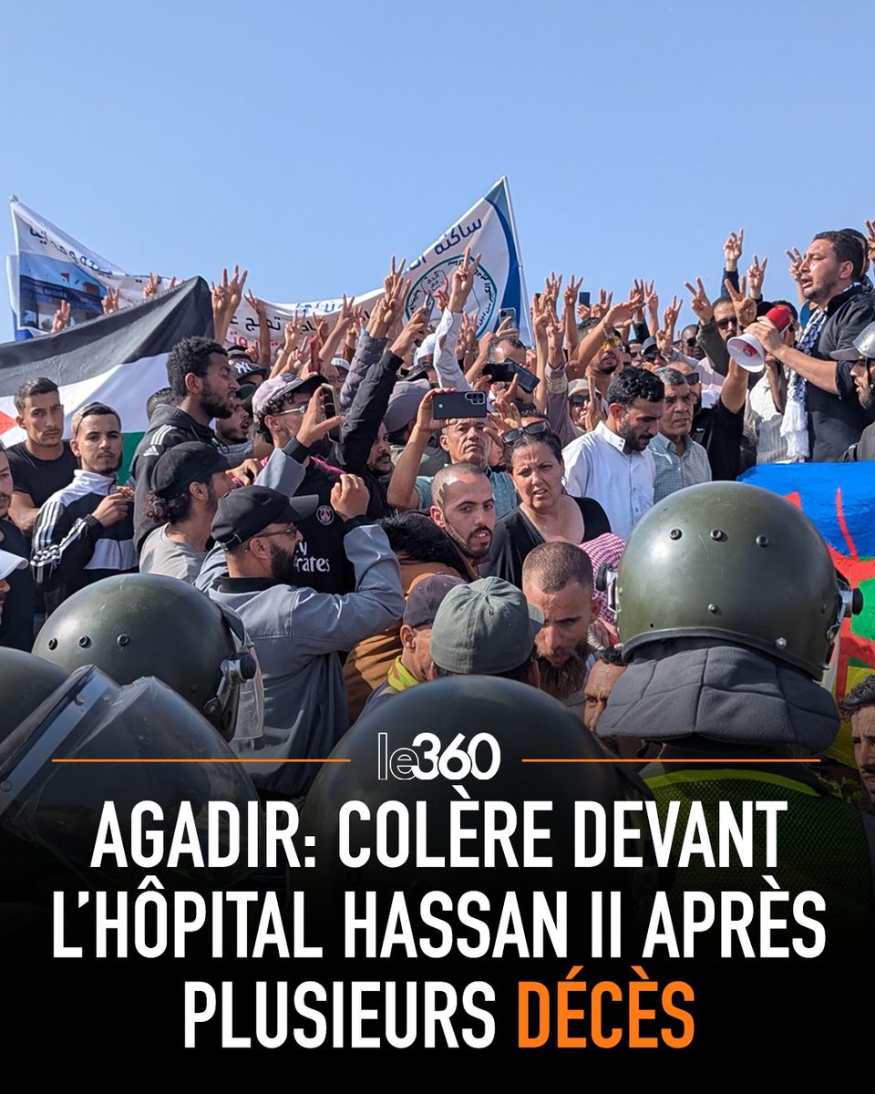 Le360fr's tweet image. 🇲🇦 Des centaines de personnes se sont rassemblées ce dimanche devant l’hôpital régional Hassan II à Agadir pour exiger de meilleures conditions sanitaires, notamment après le décès de plusieurs femmes enceintes en août.

Les manifestants ont demandé des explications sur ces…