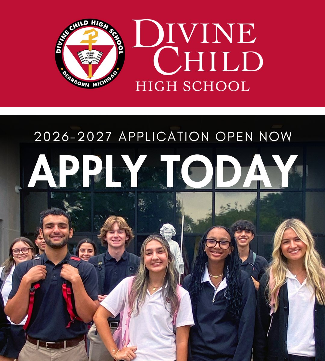 Ready to soar at Divine Child High School? 🦅 

Applications for the 2026–2027 school year are now open! Start your Falcon legacy today: divinechildhighschool.org/admissions/app…