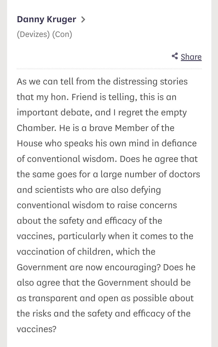 👏 MP <a href="/danny__kruger/">Danny Kruger</a>  has spoken up for the Covid vaccine injured and bereaved—calling for transparency and proper government support.

We hope he continues to push for justice and care, no matter what party he's in.

<a href="/Conservatives/">Conservatives</a> <a href="/UKLabour/">The Labour Party</a> <a href="/LibDems/">Liberal Democrats</a> <a href="/theSNP/">The SNP</a> @GreenParty