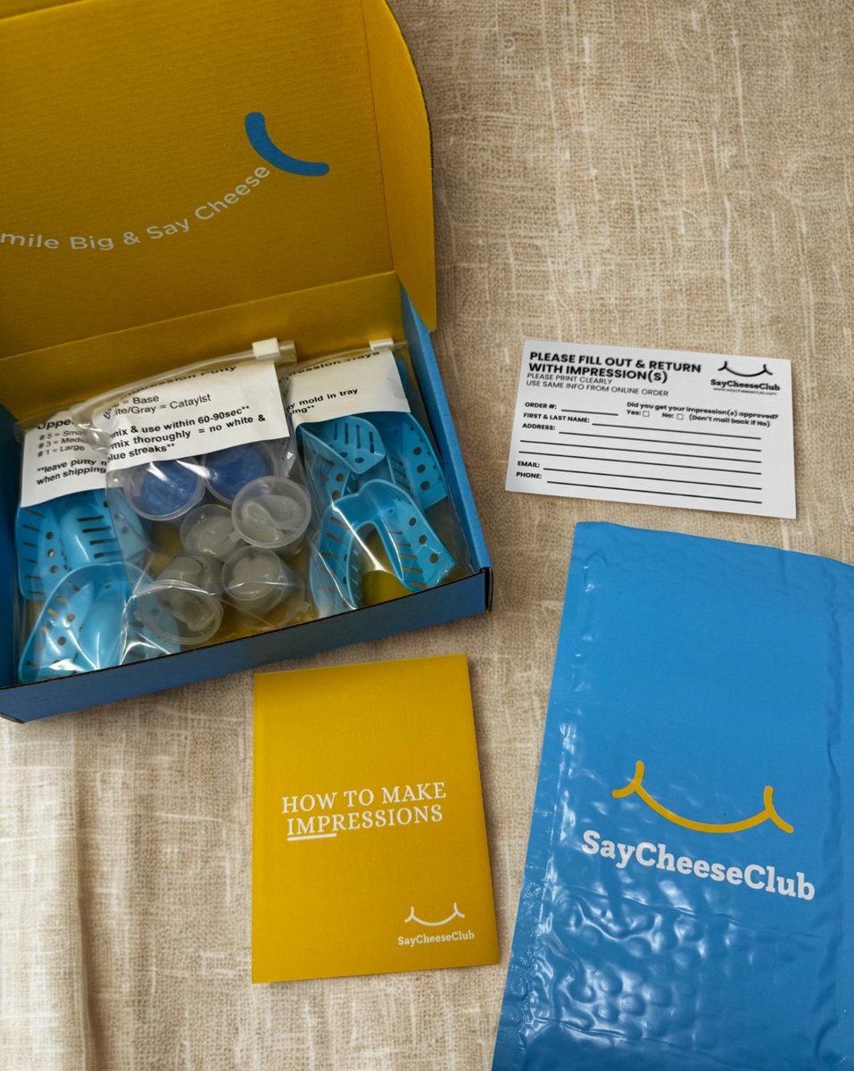 say_cheese_club's tweet image. 🦷 Retainers. Whitening. Nightguards.
No matter what you choose, it all starts with this: our Impression Kit.
Trays, putty, guide &amp;amp; prepaid mailer — simple, affordable, delivered to your door.
Start today 👉 link in bio!
#ImpressionKit #SayCheeseClub #SmileBright