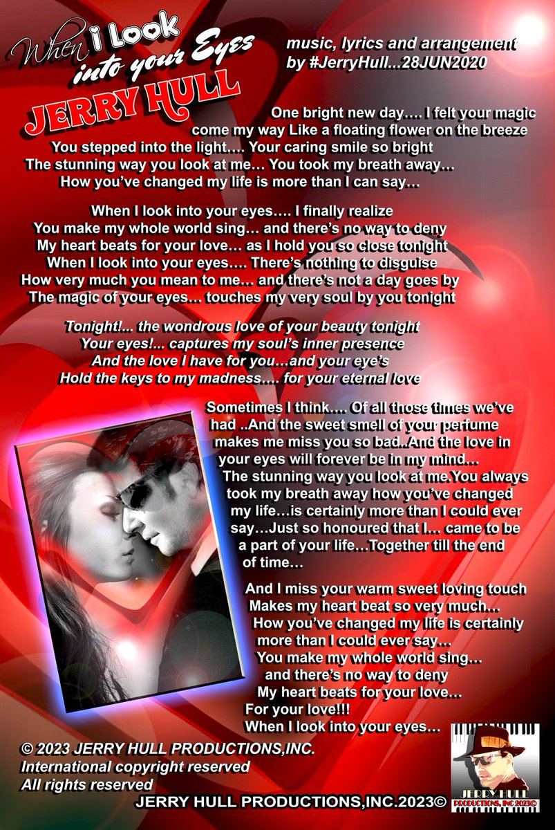 💥😍🎹💖 Check out! "𝙒𝙝𝙚𝙣 𝙄 𝙇𝙤𝙤𝙠 𝙄𝙣𝙩𝙤 𝙔𝙤𝙪𝙧 𝙀𝙮𝙚𝙨" ffm.to/whenilookin2yo… by #recording #artist #JerryHull from 9th album "THEY'RE LOOKING FOR ME!" ffm.bio/jerryhull-sing… #romance #forever #ballad #love #angel #BroadwayStyle #emotional #GreatestLoveStory