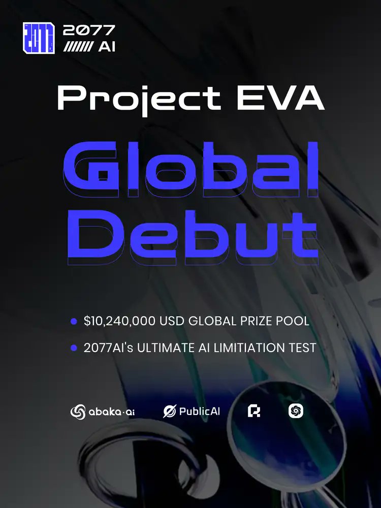 2077AI's tweet photo. The rebellion is here. The charge against 'Perfection' begins now.
Project EVA is LIVE.
🔹 Project Details: https://t.co/GeHf9h6c3E
⚡️ Join the Charge: https://t.co/k0yXH446Uz
#ProjectEVA #AI #AGI #TechRebellion #FutureTech #AIChallenge https://t.co/OUkyDBGRLV