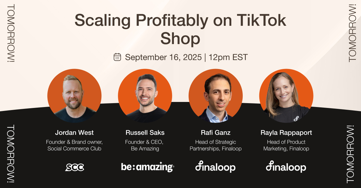 Finaloop (@finaloopteam) on Twitter photo šØ Tomorrow weāre pulling back the curtain on TikTok Shop
How the fastest-growing brands are scaling profitablyā w/ <a href="/jordantwestecom/">Jordan West</a> , Russell Saks & Finaloop insiders.
WithĀ BFCM weeks away, you canāt afford to miss this.
š us06web.zoom.us/webinar/regist⦠šØ Tomorrow weāre pulling back the curtain on TikTok Shop
How the fastest-growing brands are scaling profitablyā w/ <a href="/jordantwestecom/">Jordan West</a> , Russell Saks & Finaloop insiders.
WithĀ BFCM weeks away, you canāt afford to miss this.
š us06web.zoom.us/webinar/registā¦