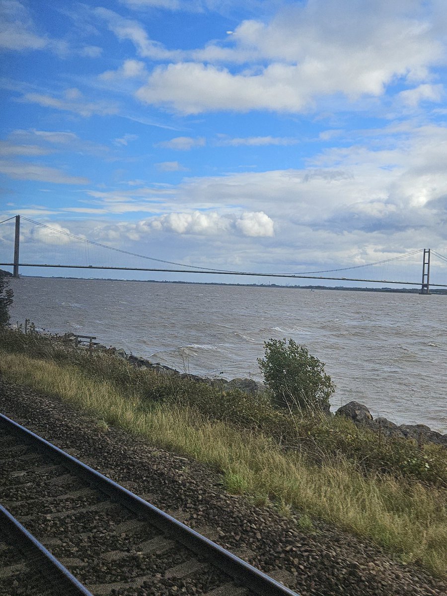 Great service as usual on <a href="/Hull_Trains/">Hull Trains</a> It was that smooth as we approached the Humber Bridge I managed to get my best pic of it from a train ever and I've been doing this trip for over 40 years!
