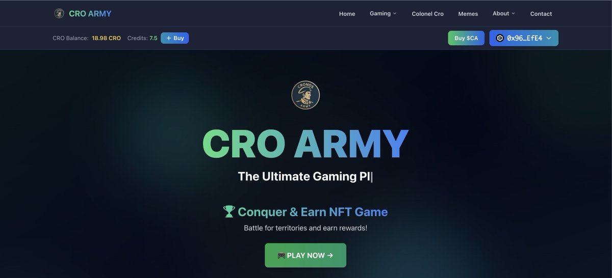 ben__crypto23's tweet image. We started as a meme.

Now we’re building the first on-chain crypto army — with soldiers, gear, land, and real battles.

Here’s how it happened, and what’s next. 🧵

$CA #croarmy