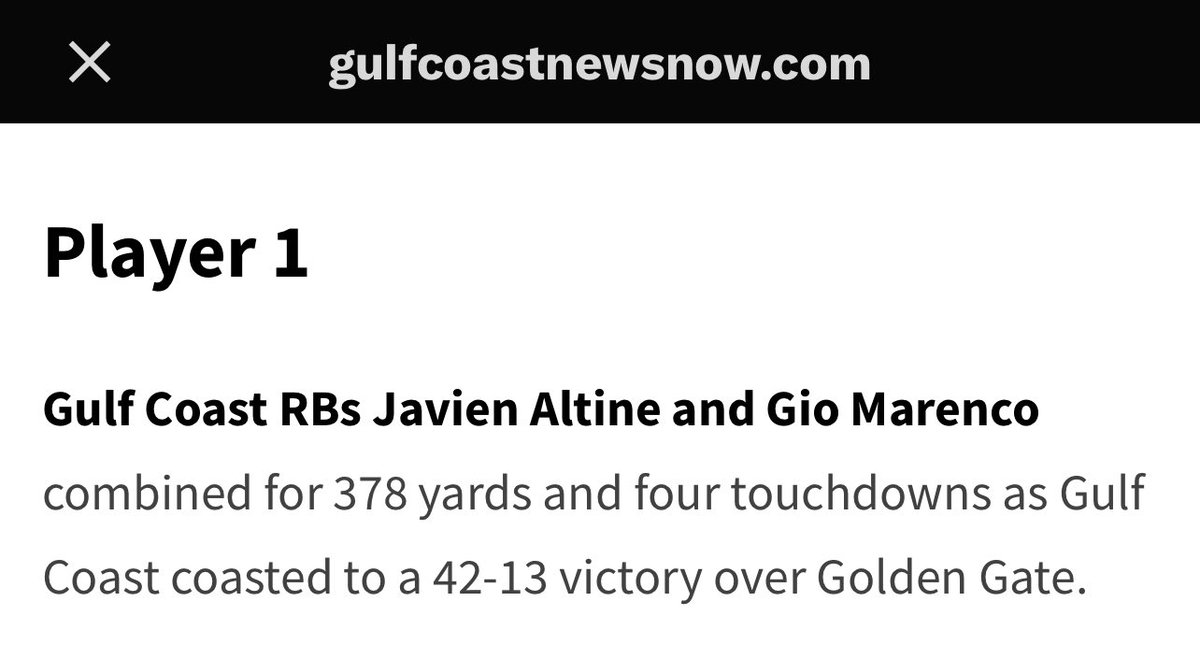 GCHS Shark Insiders (@gcsharkinsider) on Twitter photo gulfcoastnewsnow.com/article/vote-w…
Go vote for our guys <a href="/javienaltine10/">Javien</a> & <a href="/Gio_Marenco/">Gio Marenco</a> for the <a href="/Gulf_Coast_News/">Gulf Coast News Network</a> Gridiron Player of the Week!
These boys torched Golden Gate last week for 378 combined yards & 4 TDs! Go Sharks! <a href="/GCSharks/">GCHS Sharks</a> <a href="/coachscott_09/">Alan Scott</a>
🦈🏈 gulfcoastnewsnow.com/article/vote-w…
Go vote for our guys <a href="/javienaltine10/">Javien</a> & <a href="/Gio_Marenco/">Gio Marenco</a> for the <a href="/Gulf_Coast_News/">Gulf Coast News Network</a> Gridiron Player of the Week!
These boys torched Golden Gate last week for 378 combined yards & 4 TDs! Go Sharks! <a href="/GCSharks/">GCHS Sharks</a> <a href="/coachscott_09/">Alan Scott</a>
🦈🏈