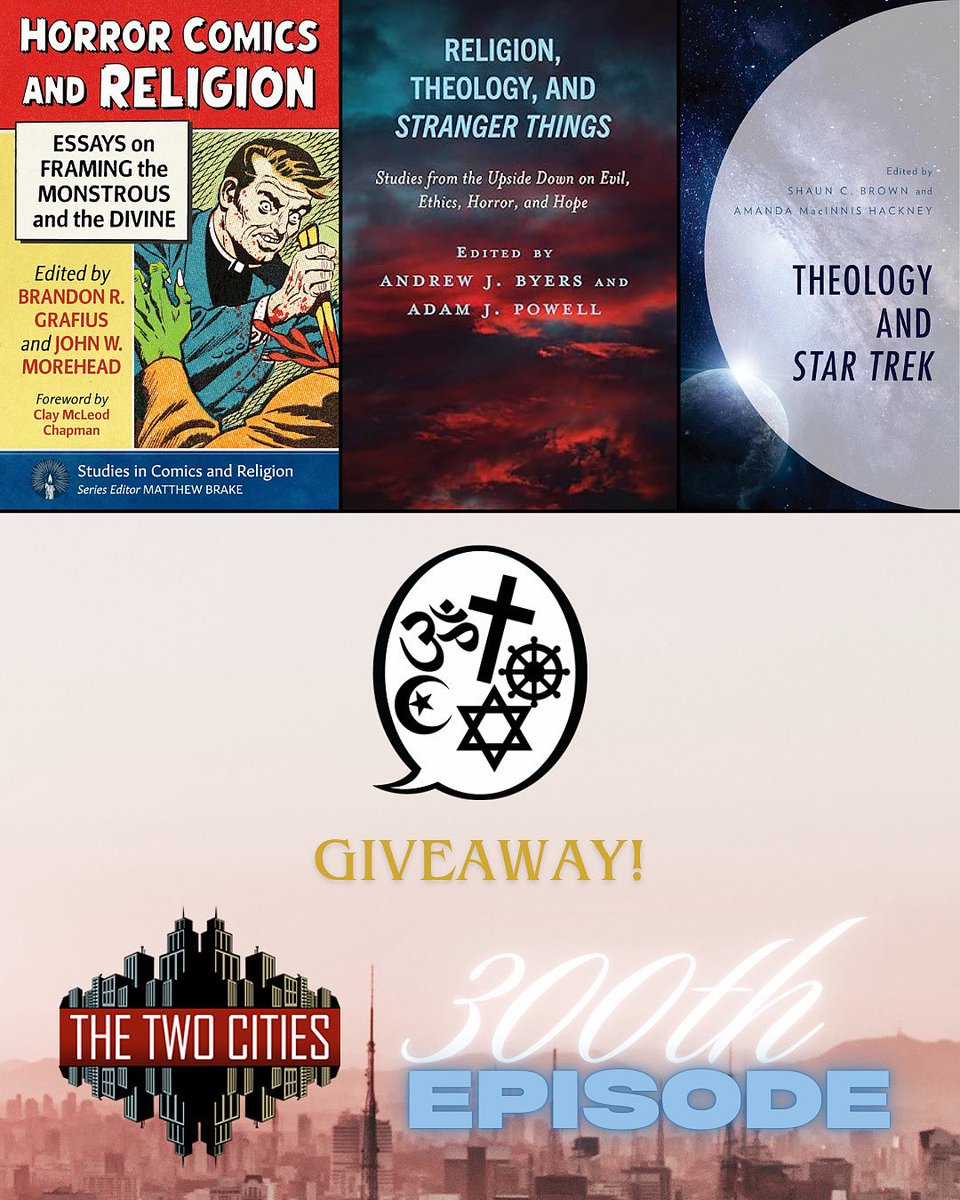 The 3rd bundle giveaway for our 300th episode contains three books from the Pop Culture and Theology series (<a href="/PopAndTheology/">PopCulture&Theology</a>) w/ <a href="/BloomsburyBooks/">Bloomsbury Books UK</a>.

Send us an audio recording to our email to enter the drawing: thetwocitiespodcast@gmail.com

#bookgiveaway #podcast #theologypodcast