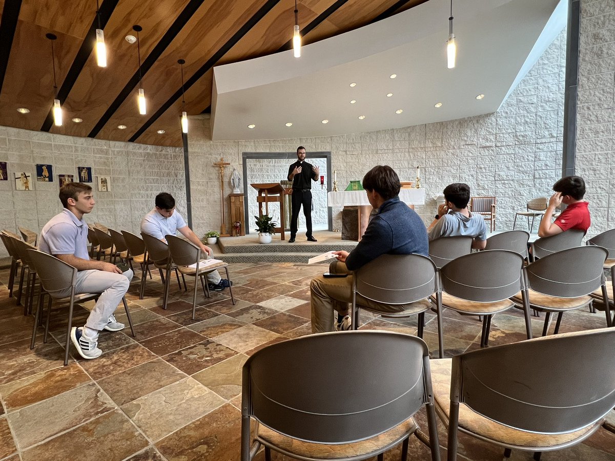 Great start to the week. Altar server training. New freshmen! #AMDG